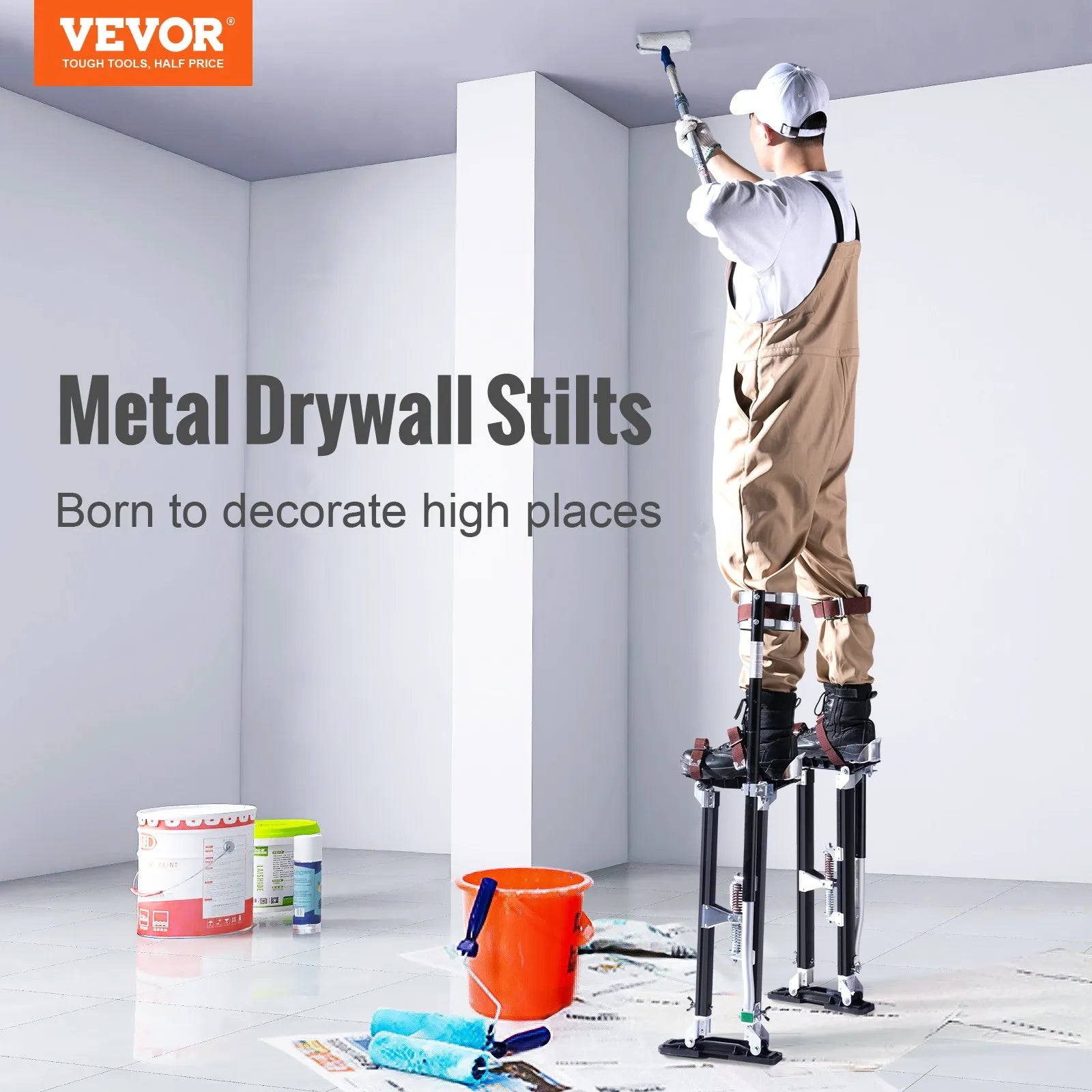 VEVOR Drywall Stilts Aluminum Tool Stilts 24''-40'' Adjustable Painting Black