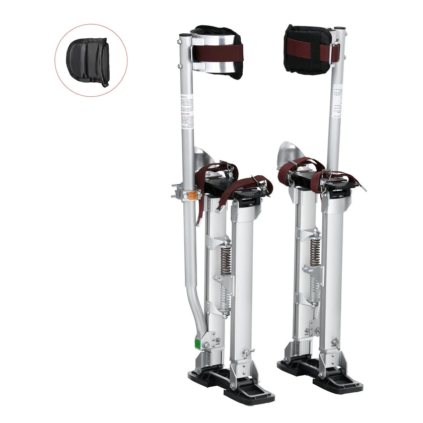 VEVOR Drywall Stilts, 18''-30'' Adjustable Aluminum Tool Stilts with Protective Knee Pads, Durable and Non-slip Work Stilts for Sheetrock Painting, Walking, Taping, Silver