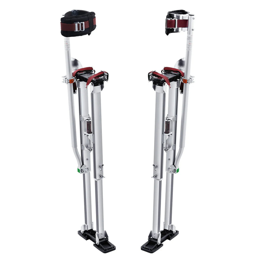VEVOR Drywall Stilts, 36''-50'' Adjustable Aluminum Tool Stilts with Protective Knee Pads, Durable and Non-slip Work Stilts for Sheetrock Painting, Walking, Taping, Silver