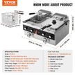 VEVOR Commercial Electric Deep Fryer Countertop Fryer 3500W Dual Tank 2x9Qt/8.5L