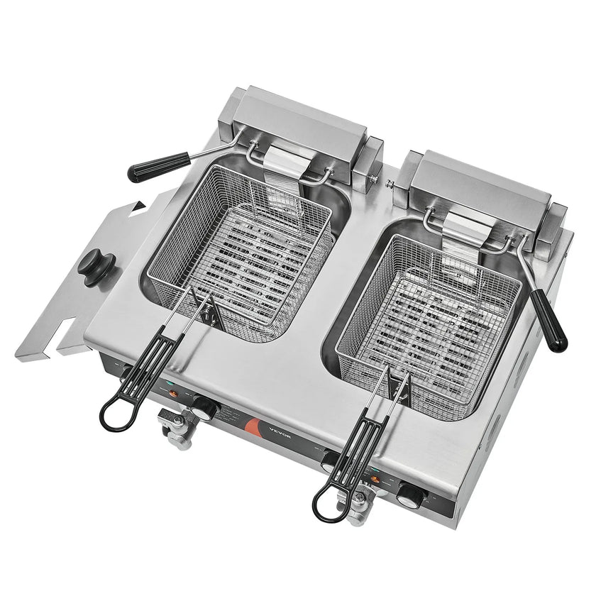 VEVOR Commercial Electric Deep Fryer Countertop Fryer 3500W Dual Tank 2x9Qt/8.5L