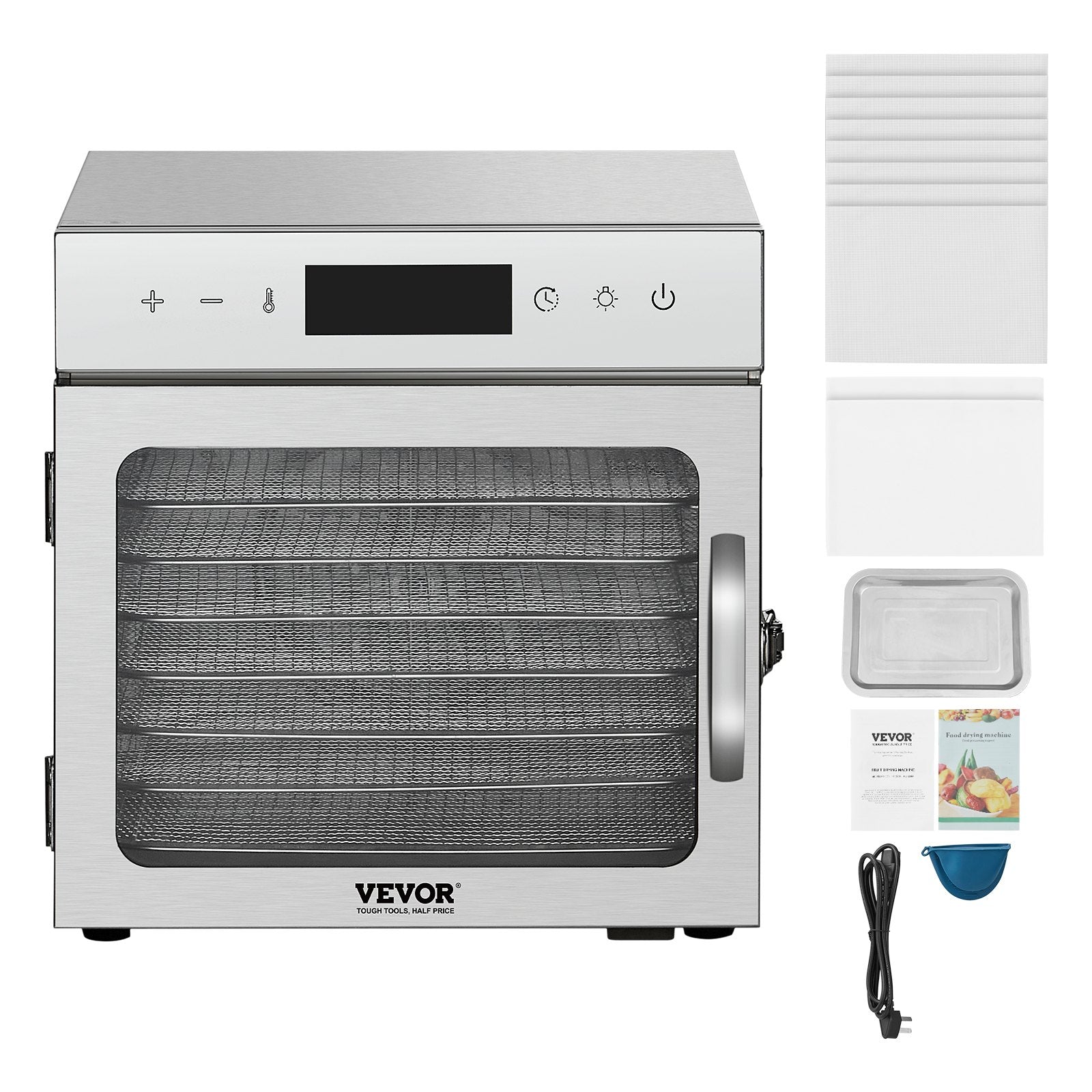 VEVOR 8 Trays Food Dehydrator Machine Stainless Steel 400W Jerky Fruit Drying
