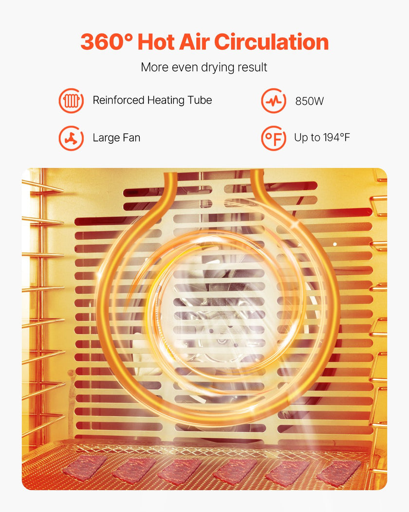 12 Trays Food Dehydrator Machine Stainless Steel 850W Jerky Meat Fruit Drying