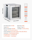 12 Trays Food Dehydrator Machine Stainless Steel 850W Jerky Meat Fruit Drying