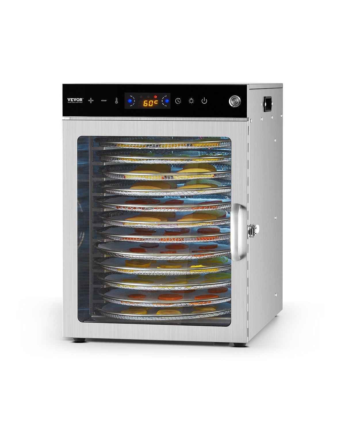 VEVOR 12 Trays Rotary Food Dehydrator Machine Stainless Steel 800W Fruit Drying