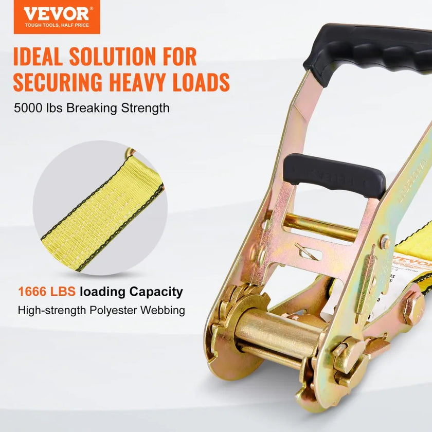 VEVOR Ratchet Tie Down Straps (4PK), 5000 lb Break Strength, Double J Hook Includes 4 Premium 2
