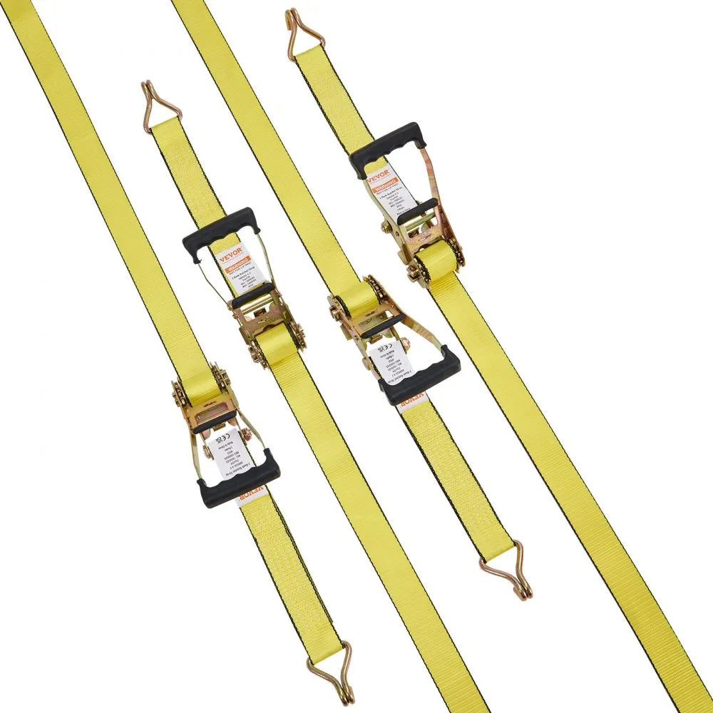 VEVOR Ratchet Tie Down Straps (4PK), 5000 lb Break Strength, Double J Hook Includes 4 Premium 2