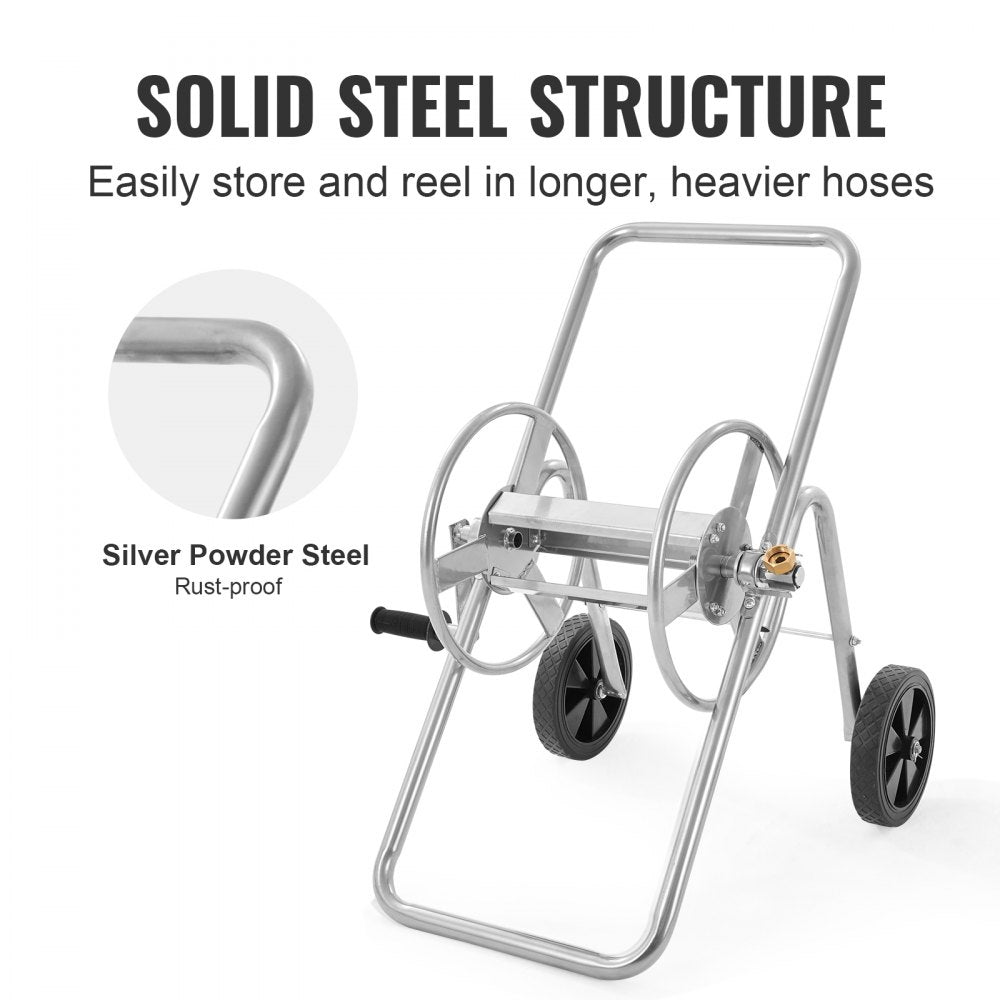 VEVOR 175 ft of 5/8’’ Hose Reel Cart, (Hose Not Included), Garden Water Hose Carts Mobile Tools with Wheels, Heavy Duty Powder-coated Steel Outdoor Planting for Garden, Yard, Lawn