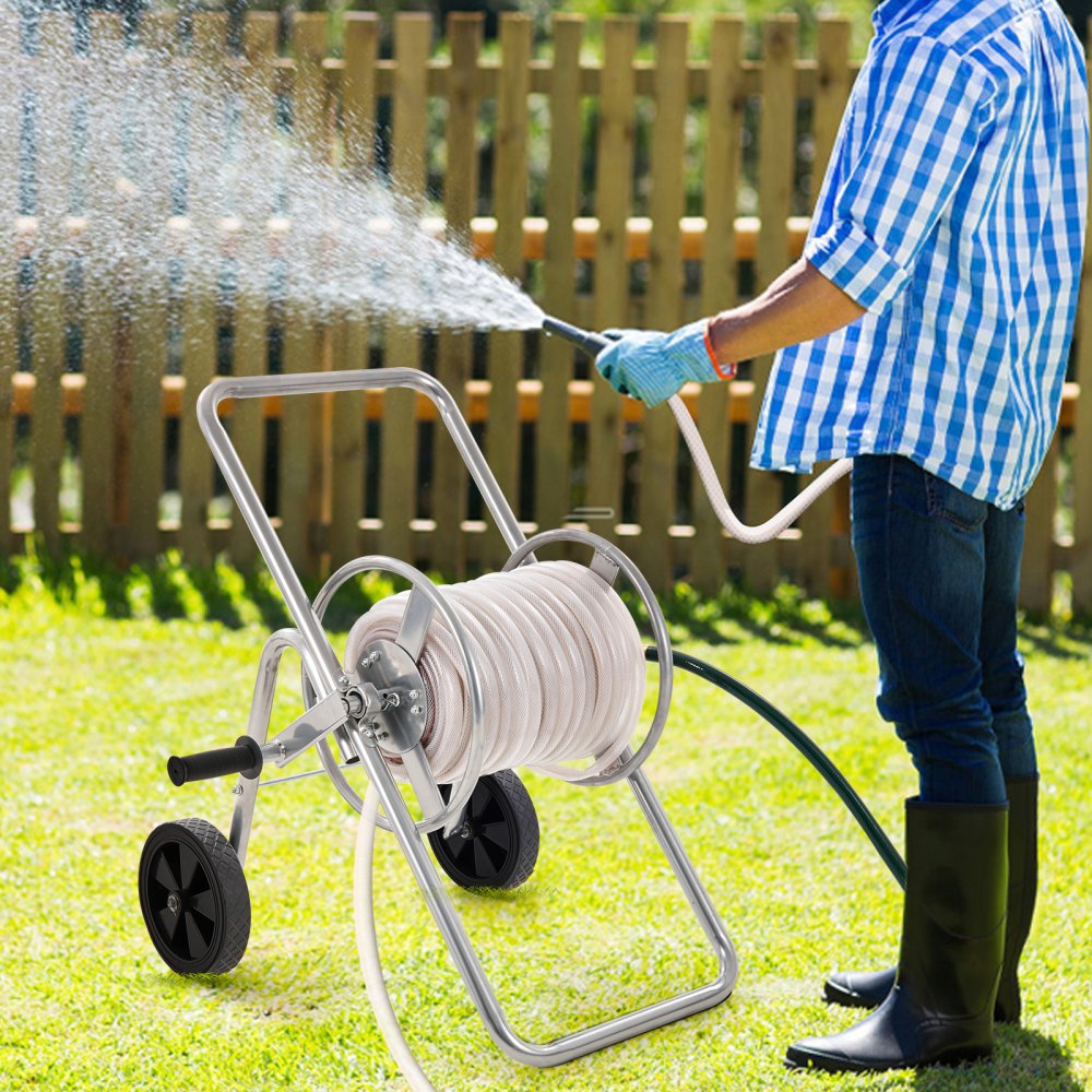 VEVOR 175 ft of 5/8’’ Hose Reel Cart, (Hose Not Included), Garden Water Hose Carts Mobile Tools with Wheels, Heavy Duty Powder-coated Steel Outdoor Planting for Garden, Yard, Lawn