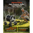 VEVOR Hose Reel Cart, Hold Up to 250 ft of 5/8’’ Hose, Garden Water Hose Carts Mobile Tools with 4 Wheels, Heavy Duty Powder-coated Steel Outdoor Planting with Storage Basket, for Garden, Yard, Lawn
