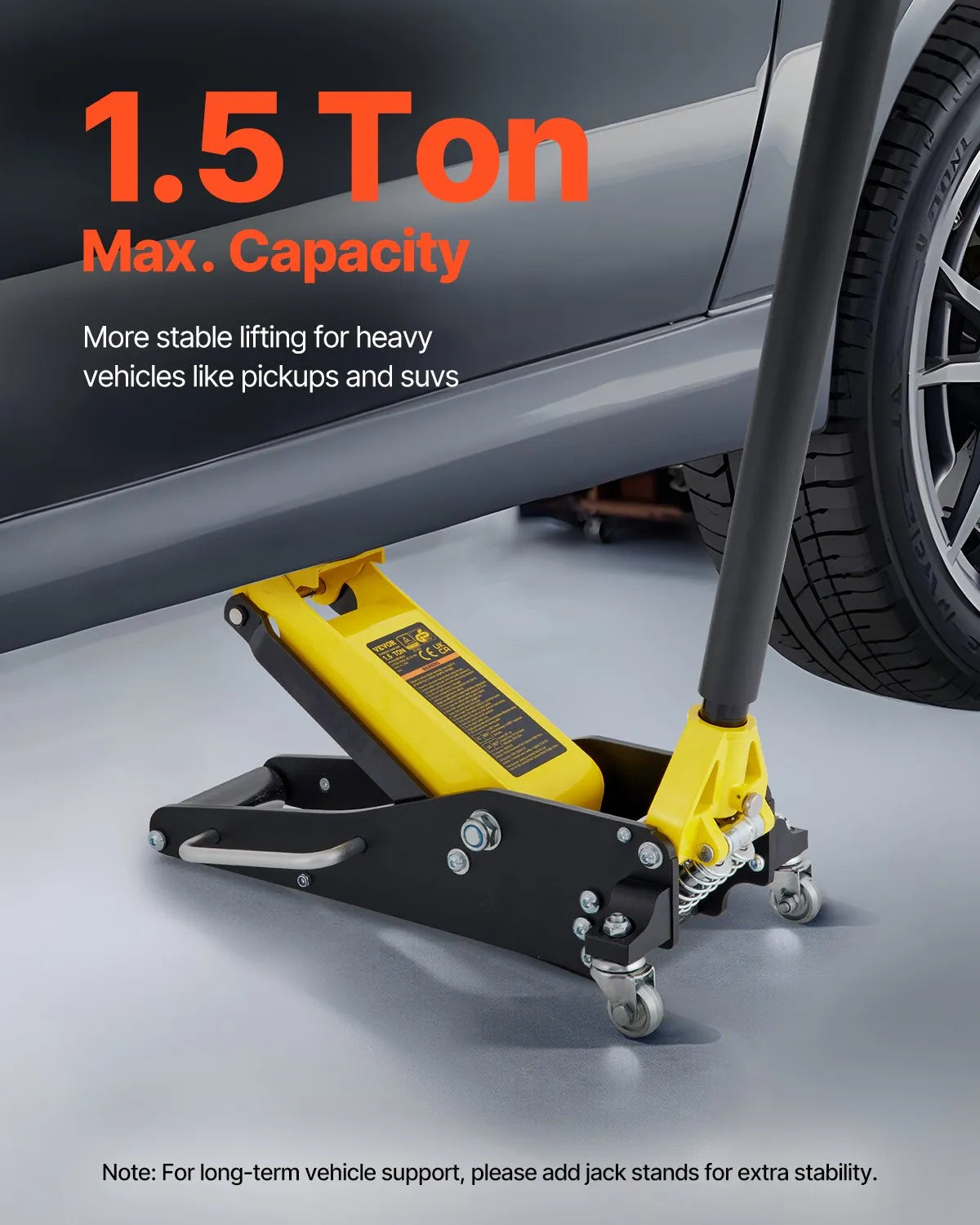 VEVOR Floor Jack, 1.5 Ton Low Profile Floor Jack, Aluminum and Steel Racing Floor Jack with Dual Pistons Quick Lift Pump, Floor Jack Lifting Range 3-3/20
