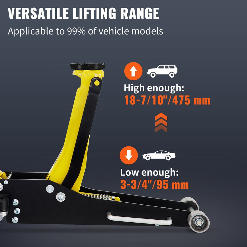 VEVOR Floor Jack, 2.5 Ton Low Profile Floor Jack, Aluminum And Steel Racing Floor Jack with Dual Pistons Quick Lift Pump, 3-3/4