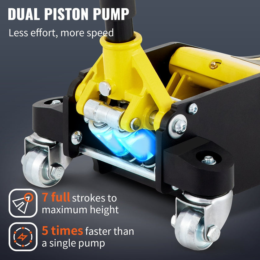 VEVOR Floor Jack, 2.5 Ton Low Profile Floor Jack, Aluminum And Steel Racing Floor Jack with Dual Pistons Quick Lift Pump, 3-3/4