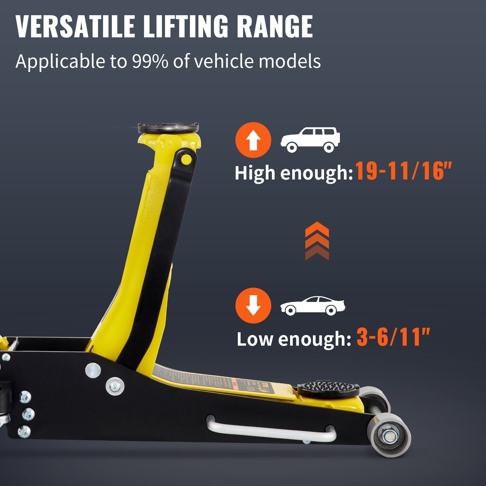 VEVOR Floor Jack, 3 Ton Low Profile Floor Jack, Aluminum and Steel Racing Floor Jack with Dual Pistons Quick Lift Pump, Floor Jack Lifting Range 3-6/11