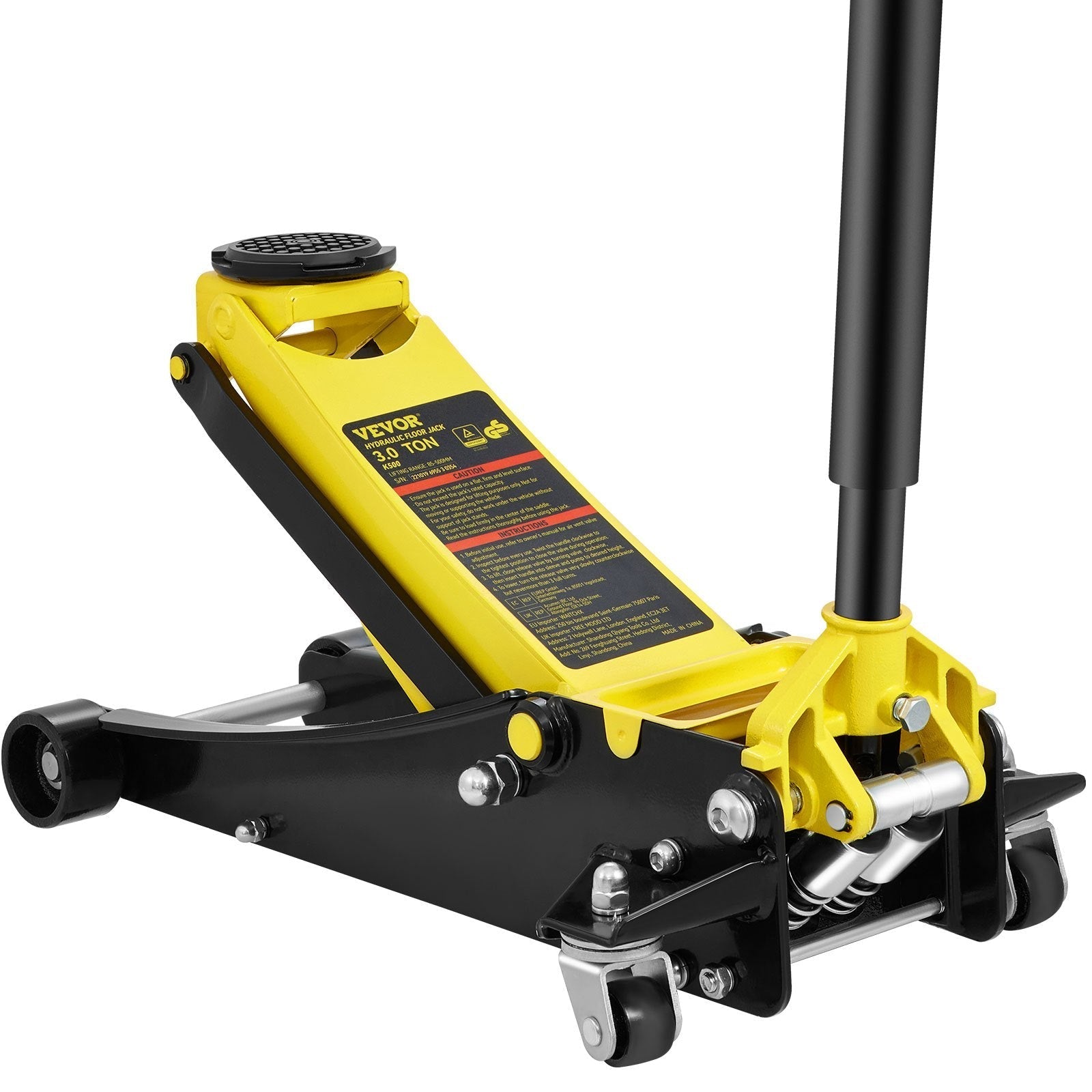 VEVOR Floor Jack, 3 Ton Low Profile Floor Jack, Heavy-duty Steel Racing Floor Jack with Dual Pistons Quick Lift Pump, Floor Jack Lifting Range 3.35