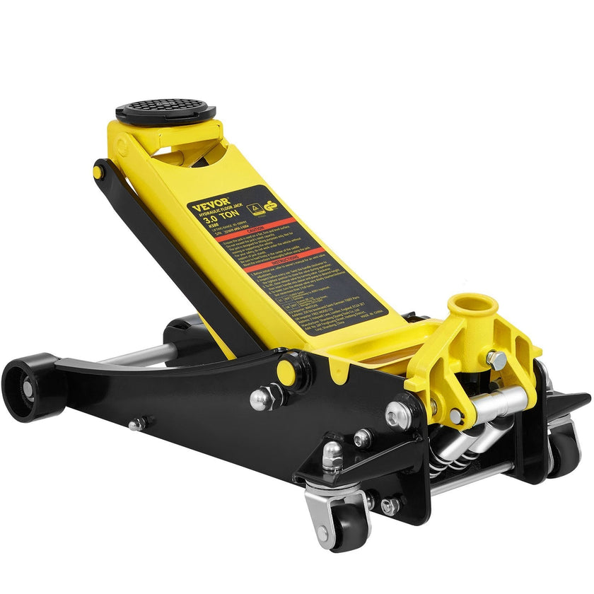 VEVOR Floor Jack, 3 Ton Low Profile Floor Jack, Heavy-duty Steel Racing Floor Jack with Dual Pistons Quick Lift Pump, Floor Jack Lifting Range 3.35