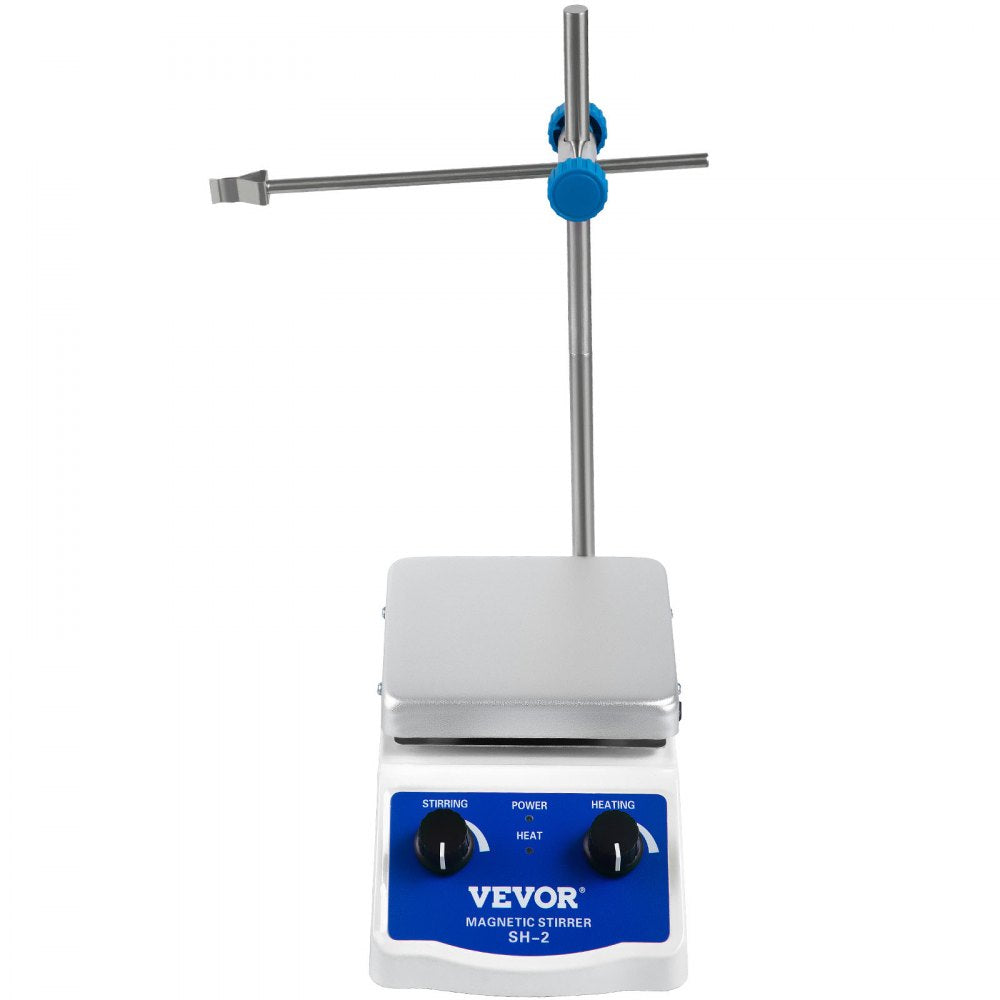 VEVOR SH-2 Magnetic Stirrer, 0-2000 RPM, 1000ml Mixing Capacity Laboratory Magnetic Stirrer Hotplate w/Stand, 180W Heating Power ? 380°C Max Heating Temperature, for Lab Liquid Mixing Heating