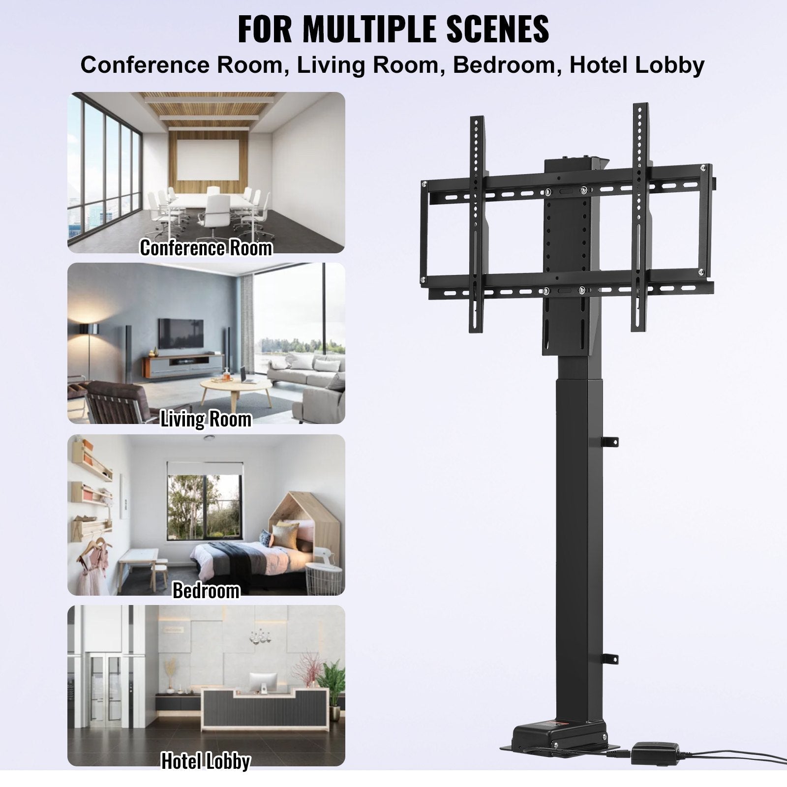 VEVOR Motorized TV Lift Stroke Length 39.4 Inches Motorized TV Mount Fit for 32-70 Inch TV Lift with Remote Control Height Adjustable 28.74-68.11 Inch,Load Capacity 154 Lbs