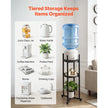 VEVOR 2-Tier Water Dispenser Stand for 1 Water Jug, Heavy-Duty Water Bottle Holder Rack with Detachable Storage Shelf, Cross-Shaped Stable Base, Black