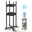 VEVOR 2-Tier Water Dispenser Stand for 1 Water Jug, Heavy-Duty Water Bottle Holder Rack with Detachable Storage Shelf, Cross-Shaped Stable Base, Black