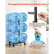 Product Title: VEVOR 3-Tier Water Jug Holder for 6 Bottles, Double Row Foldable Water Bottle Storage Rack with Casters, Locking Wheels, Adjustable Feet & Heavy-Duty Steel Frame, Black