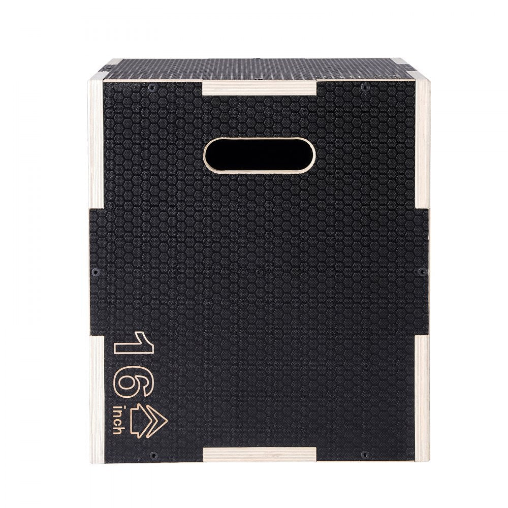 VEVOR 3 in 1 Plyometric Jump Box, 20/18/16 Inch Wooden Plyo Box, Platform & Jumping Agility Box, Anti-Slip Fitness Exercise Step Up Box for Home Gym Training, Conditioning Strength Training, Black