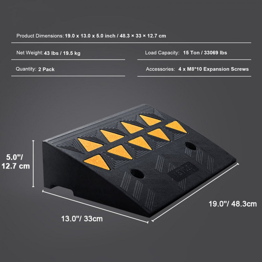 VEVOR Rubber Curb Ramp 2 Pack, 5