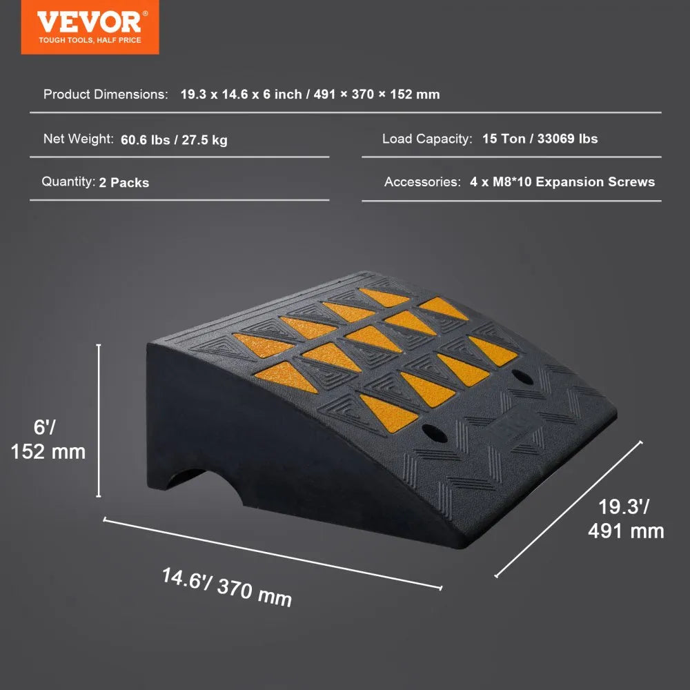 VEVOR Rubber Curb Ramp 2 Pack, 6