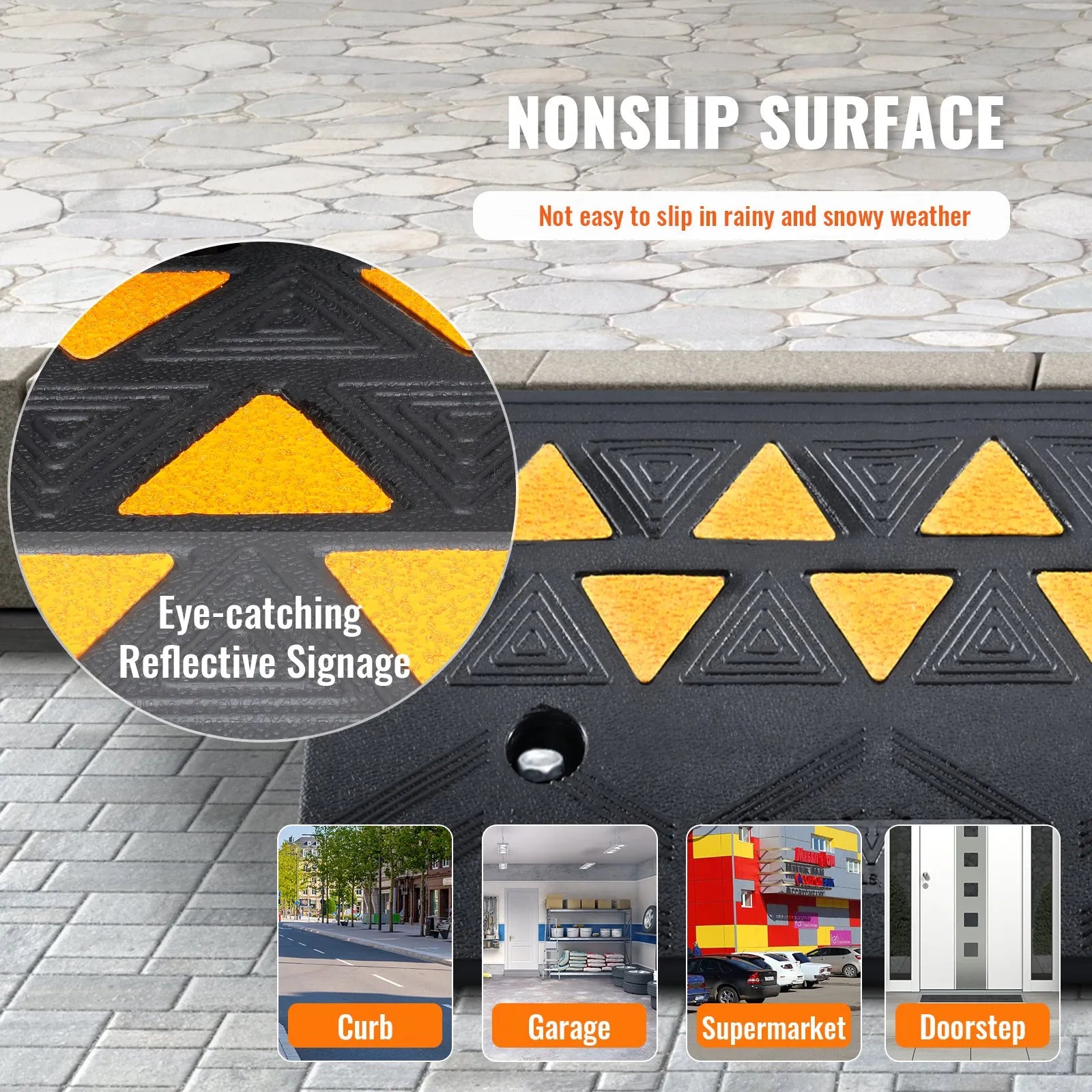 VEVOR Rubber Curb Ramp 2 Pack, 4.3