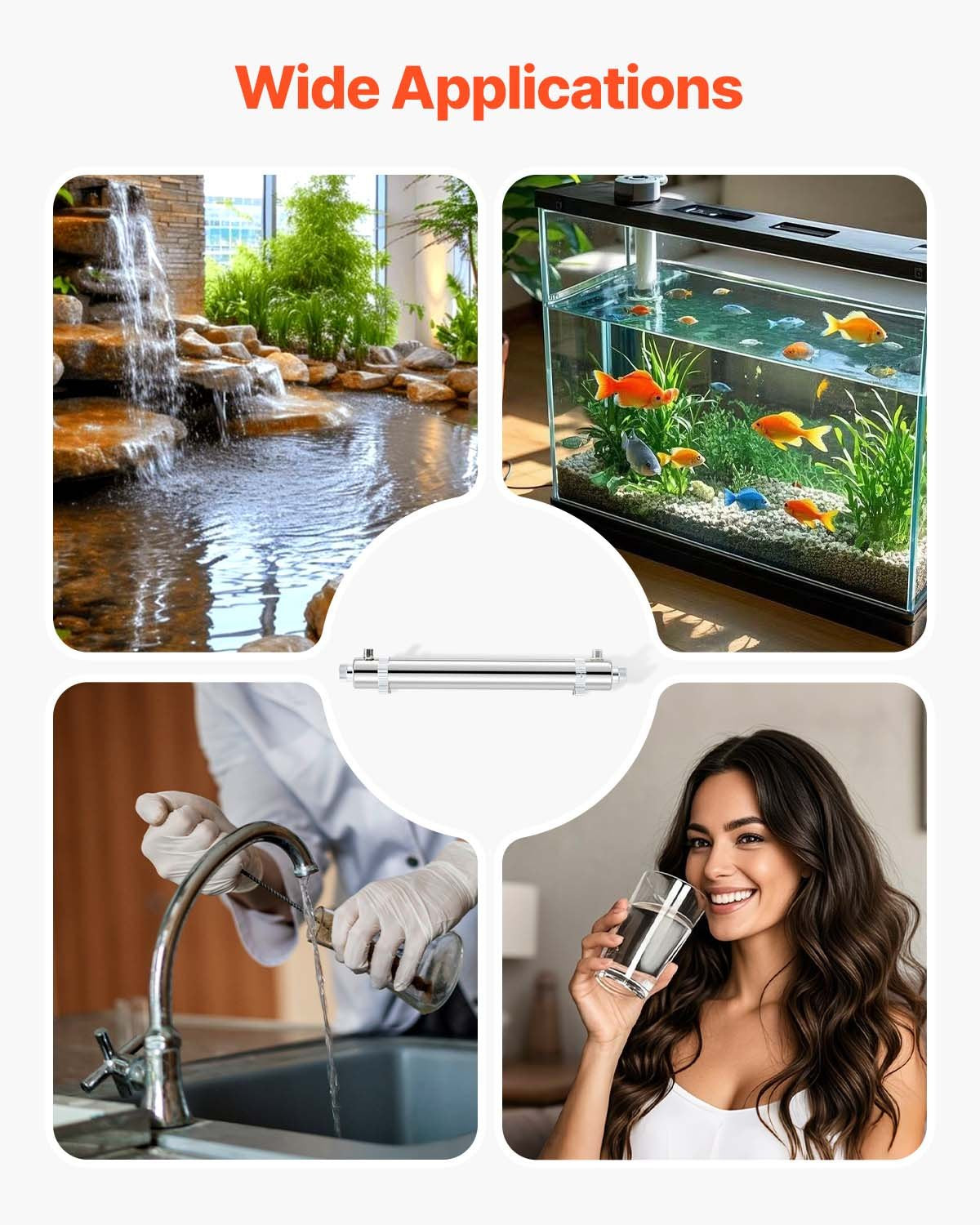 VEVOR 110V 25W UV Water Purifier 6GPM Ultraviolet Water Purifier Filter
