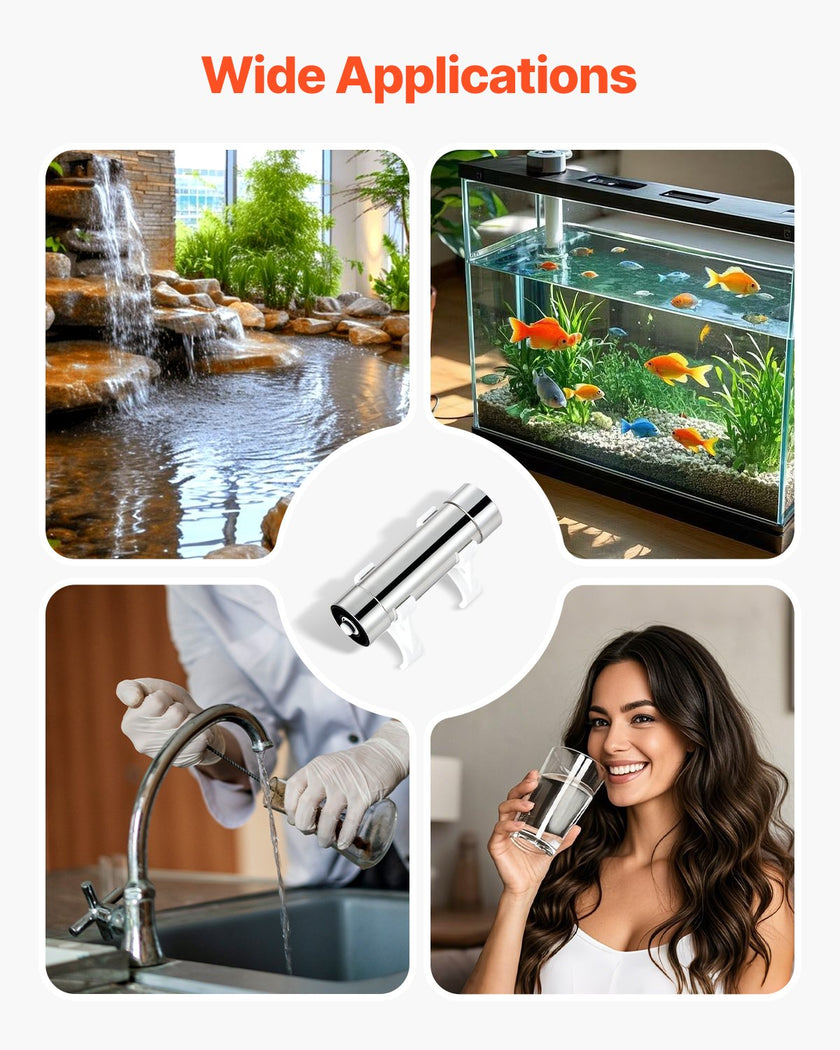 VEVOR 110V 8W UV Water Purifier 1GPM Ultraviolet Water Purifier Filter