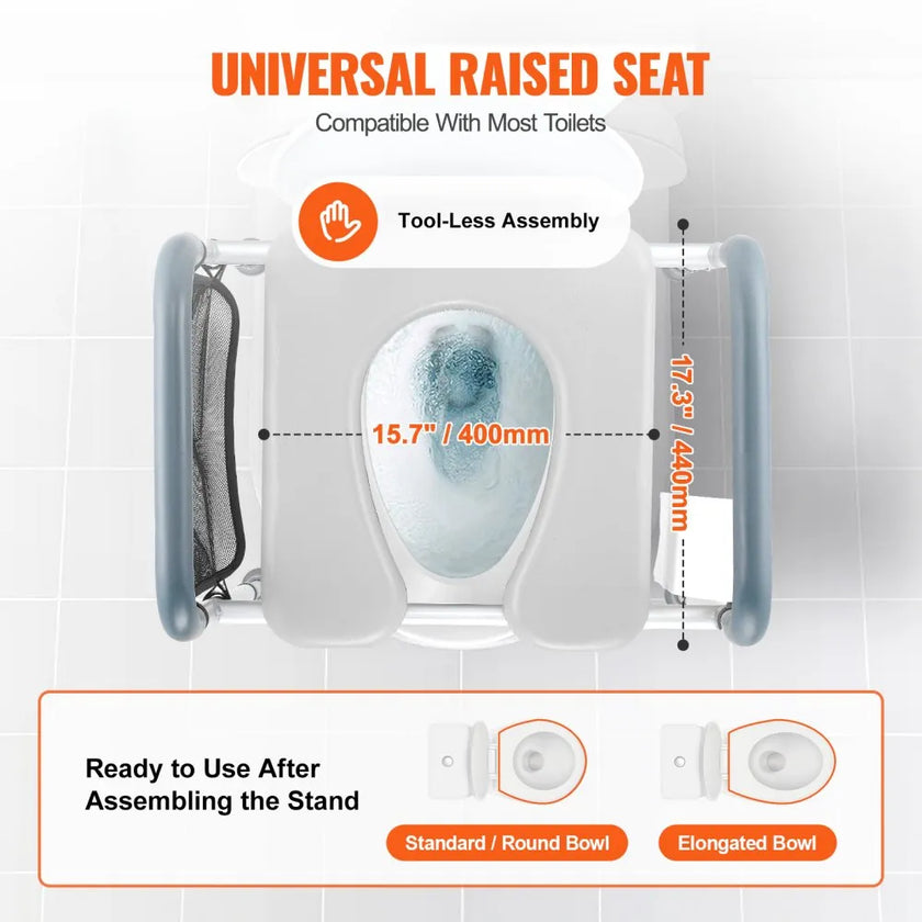 VEVOR Raised Toilet Seat, 7-Position Height Adjustment 19.3