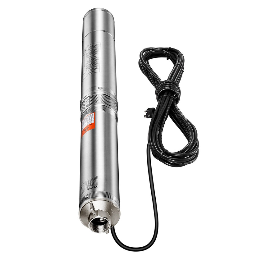 VEVOR 1.5HP Deep Well Submersible Pump Stainless Steel Water Pump 31.7GPM 276ft