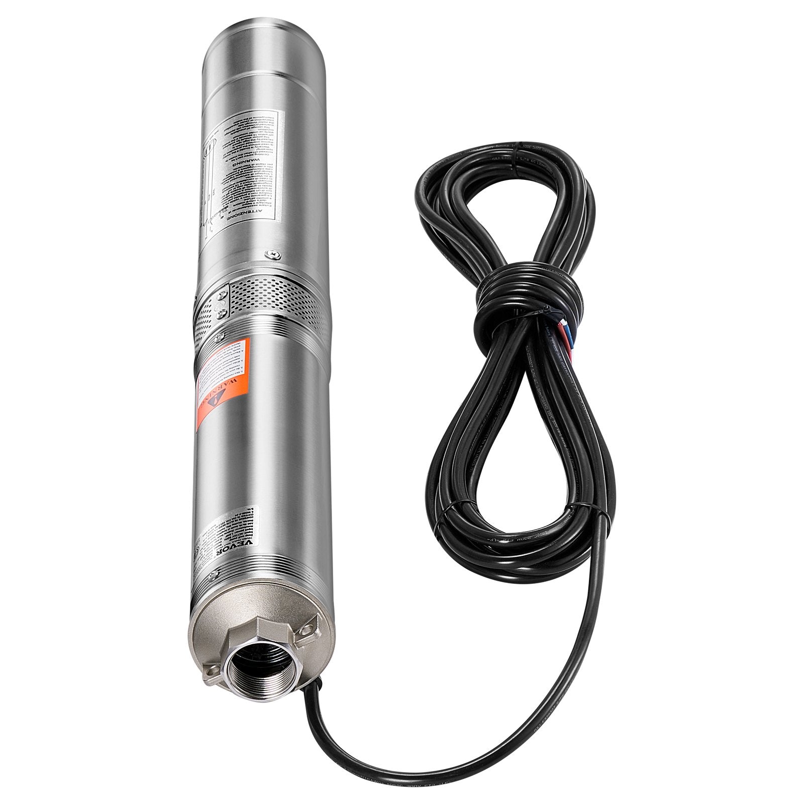 VEVOR 1HP Deep Well Submersible Pump Stainless Steel Water Pump 31.7 GPM 207 ft