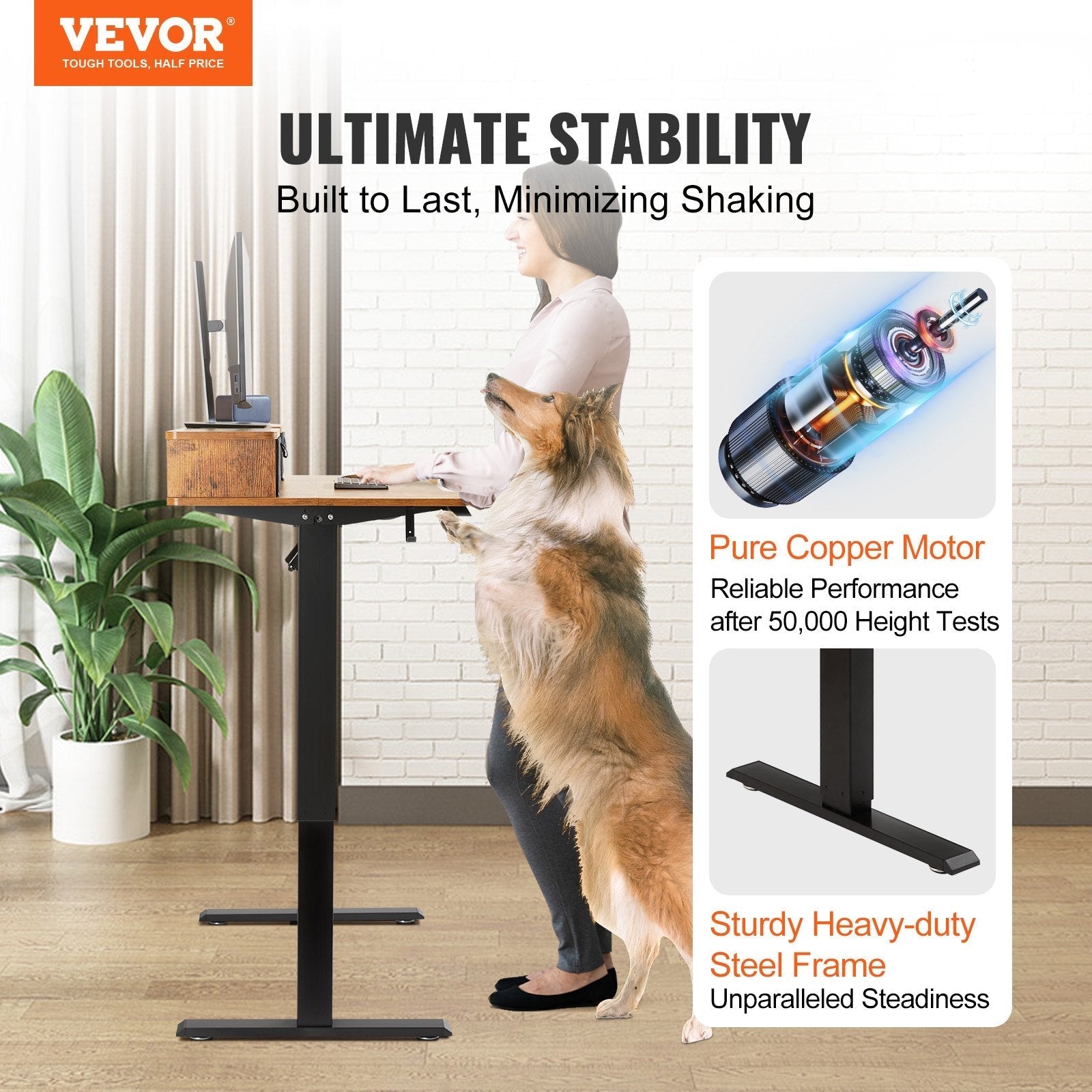 VEVOR Height Adjustable Desk, 47.2