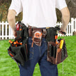 VEVOR Tool Belt, 31 Pockets, Adjusts from 32 Inches to 54 Inches, Leather Heavy Duty Tool Pouch Bag, Detachable Tool Bag for Electrician, Carpenter, Handyman, Woodworker, Construction, Black/Brown