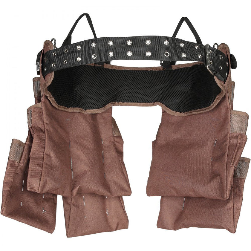VEVOR Tool Belt, 19 Pockets, Adjusts from 32 Inches to 54 Inches, Polyester Heavy Duty Tool Pouch Bag, Detachable Tool Bag for Electrician, Carpenter, Handyman, Woodworker, Construction, Framer, Brown