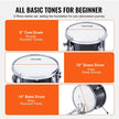 VEVOR Kids Drum Set, 3-Piece, 14 in Beginner Drum Set with Adjustable Throne Cymbal Pedal Two Pairs of Drumsticks, 8'' Tom Drum 10'' Snare Drum 14'' Bass Drum, Starter Drum Kit for Child Kids, Black