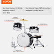VEVOR Kids Drum Set, 3-Piece, 14 in Beginner Drum Set with Adjustable Throne Cymbal Pedal Two Pairs of Drumsticks, 8'' Tom Drum 10'' Snare Drum 14'' Bass Drum, Starter Drum Kit for Child Kids, Black