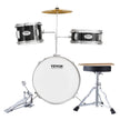 VEVOR Kids Drum Set, 3-Piece, 14 in Beginner Drum Set with Adjustable Throne Cymbal Pedal Two Pairs of Drumsticks, 8'' Tom Drum 10'' Snare Drum 14'' Bass Drum, Starter Drum Kit for Child Kids, Black