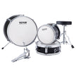 VEVOR Kids Drum Set, 3-Piece, 14 in Beginner Drum Set with Adjustable Throne Cymbal Pedal Two Pairs of Drumsticks, 8'' Tom Drum 10'' Snare Drum 14'' Bass Drum, Starter Drum Kit for Child Kids, Black