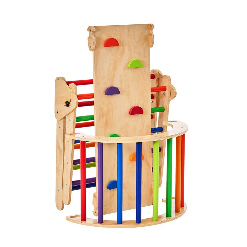 VEVOR Pikler Triangle Set 5in1 Montessori Climbing Toys Toddlers Large Colorful