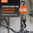 VEVOR Manual Chain Hoist, 3 Ton 6600 lbs Capacity 10 FT Come Along, G80 Galvanized Carbon Steel with Double-Pawl Brake, Auto Chain Leading & 360° Rotation Hook, for Garage Factory Dock