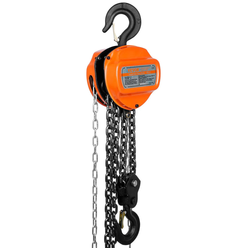VEVOR Manual Chain Hoist, 3 Ton 6600 lbs Capacity 10 FT Come Along, G80 Galvanized Carbon Steel with Double-Pawl Brake, Auto Chain Leading & 360° Rotation Hook, for Garage Factory Dock