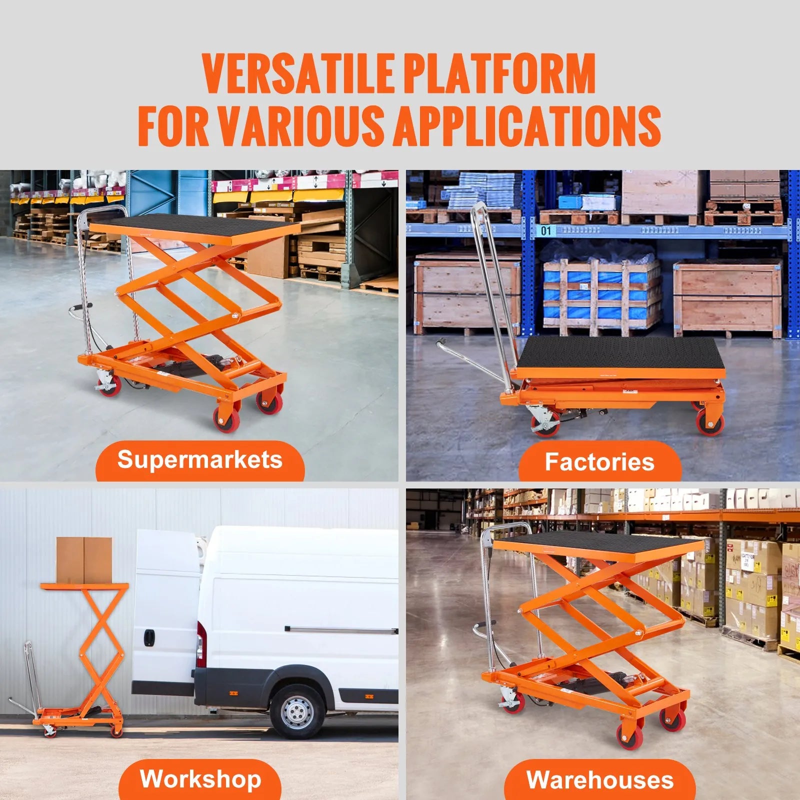 VEVOR Hydraulic Lift Table Cart, 330lbs Capacity 50