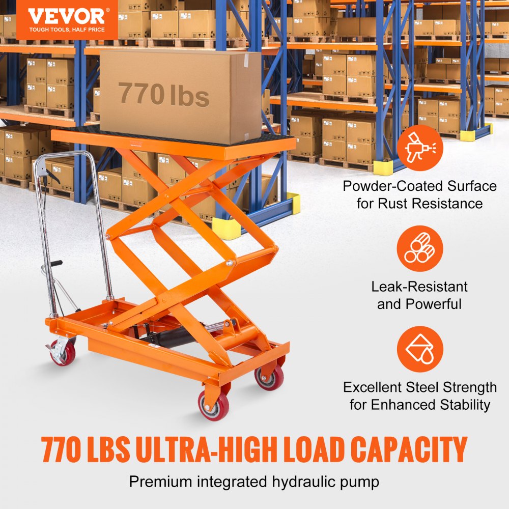 VEVOR Hydraulic Lift Table Cart, 770lbs Capacity 59