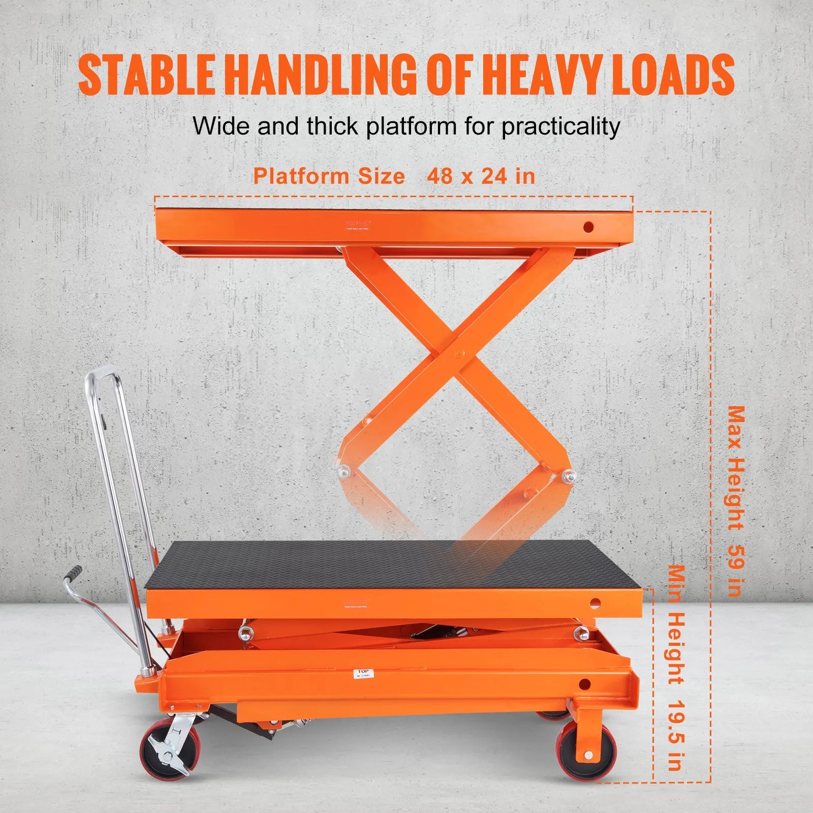 VEVOR Hydraulic Lift Table Cart, 1760lbs Capacity 59