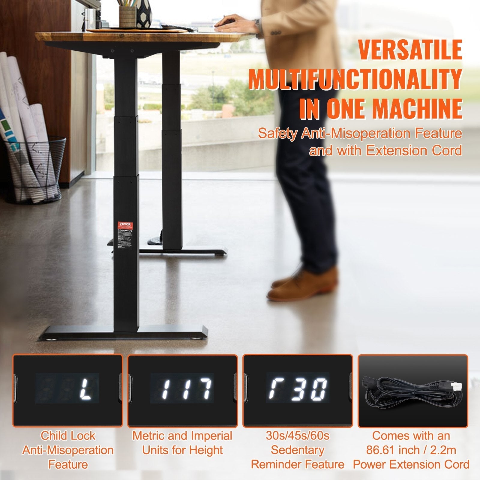 VEVOR Standing Desk Frame Dual Motor, Adjustable 26