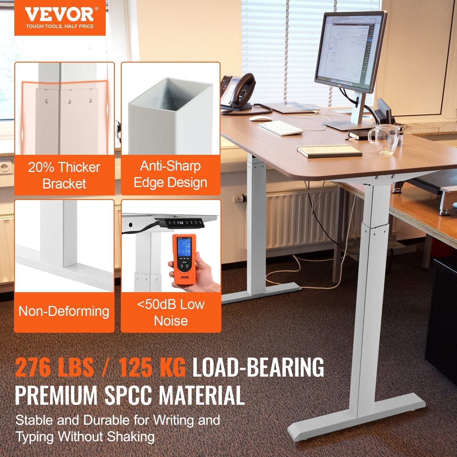 VEVOR Standing Desk Frame Dual Motor, Adjustable 27.6
