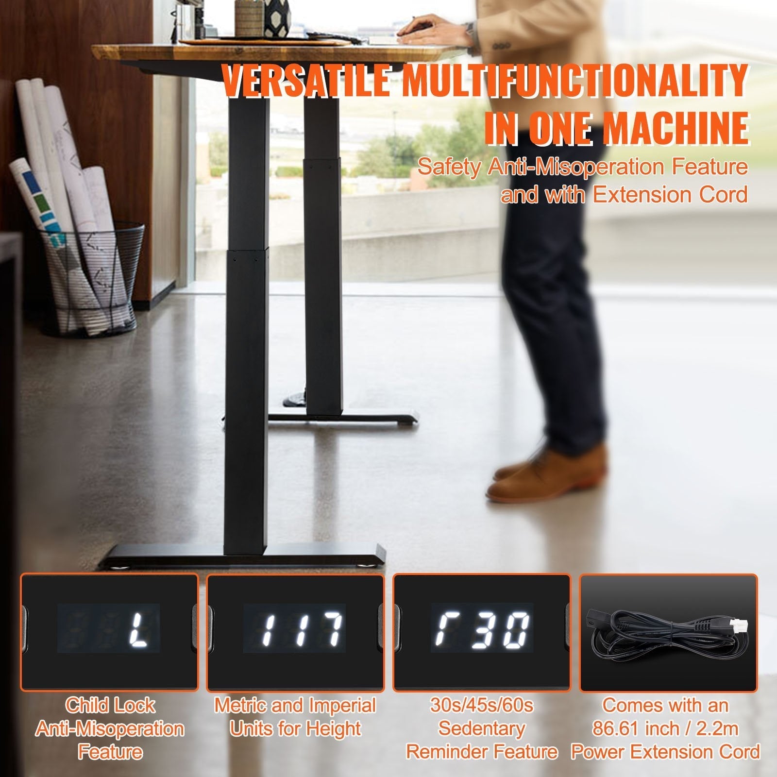 VEVOR Standing Desk Frame Dual Motor, Adjustable 27.6